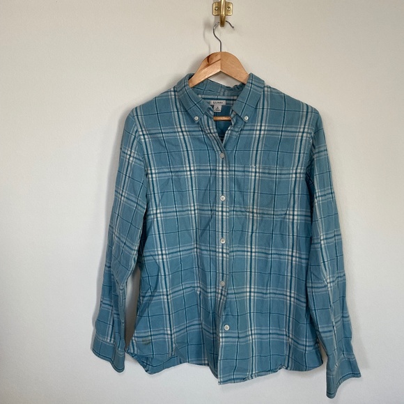 L.L. Bean Women's Plaid Button Down Shirt Blue MD - Picture 1 of 4